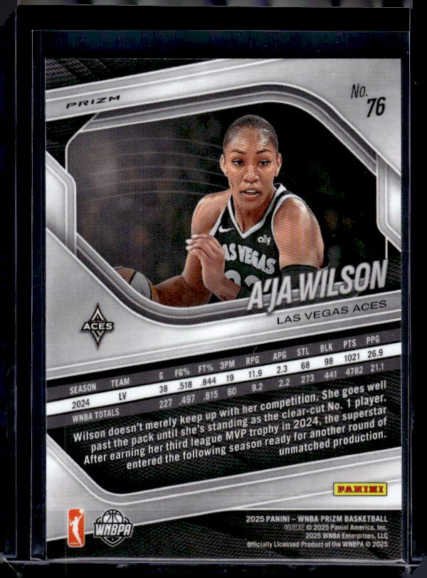 2025 Panini Prizm WNBA #76 A’ja Wilson Blue Velocity Prizms
