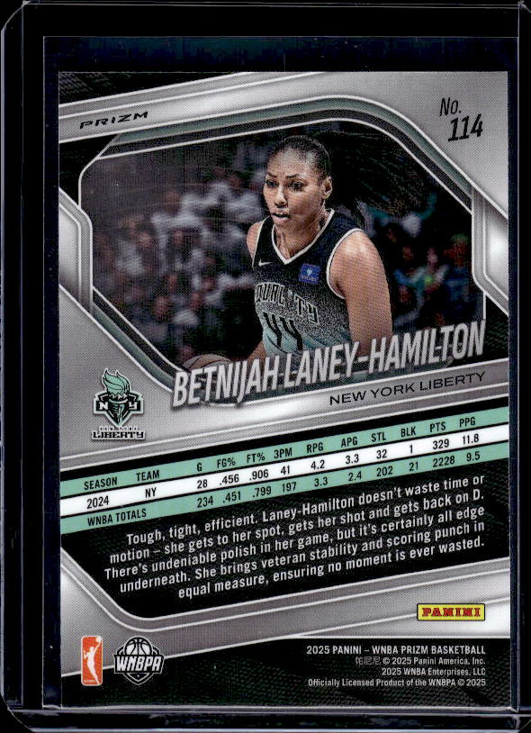 2025 Panini Prizm WNBA #114 Betnijah Laney-Hamilton Ice Prizms