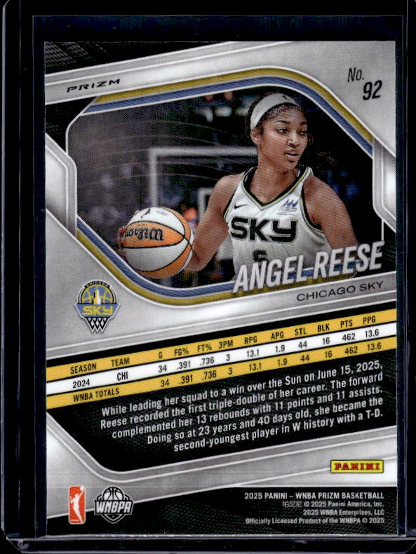 2025 Panini Prizm WNBA #92 Angel Reese Ice Prizms