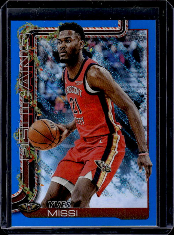 2025-26 Topps Holiday #H153 Yves Missi Blue Metallic Glitter Holiday