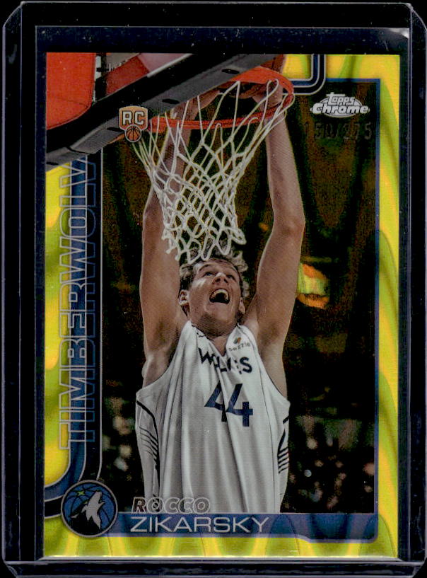 2025-26 Topps Chrome #296 Rocco Zikarsky Yellow RayWave Refractor #/275