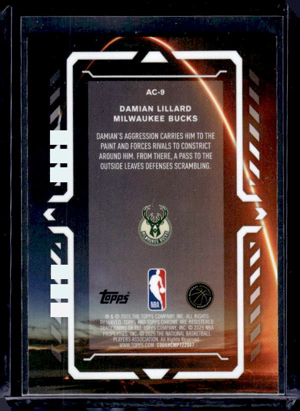 2025-26 Topps Chrome #AC-9 Damian Lillard Activators Teal Refractor #/299
