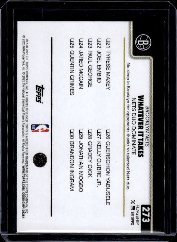 2025-26 Topps #273 Whatever It Takes: Nets Duo Dominates Crackleboard Green #/99