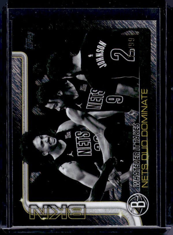 2025-26 Topps #273 Whatever It Takes: Nets Duo Dominates Crackleboard Green #/99