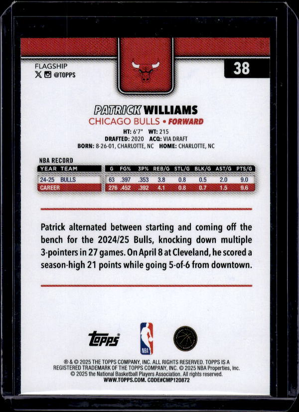 2025-26 Topps #38 Patrick Williams #/2025