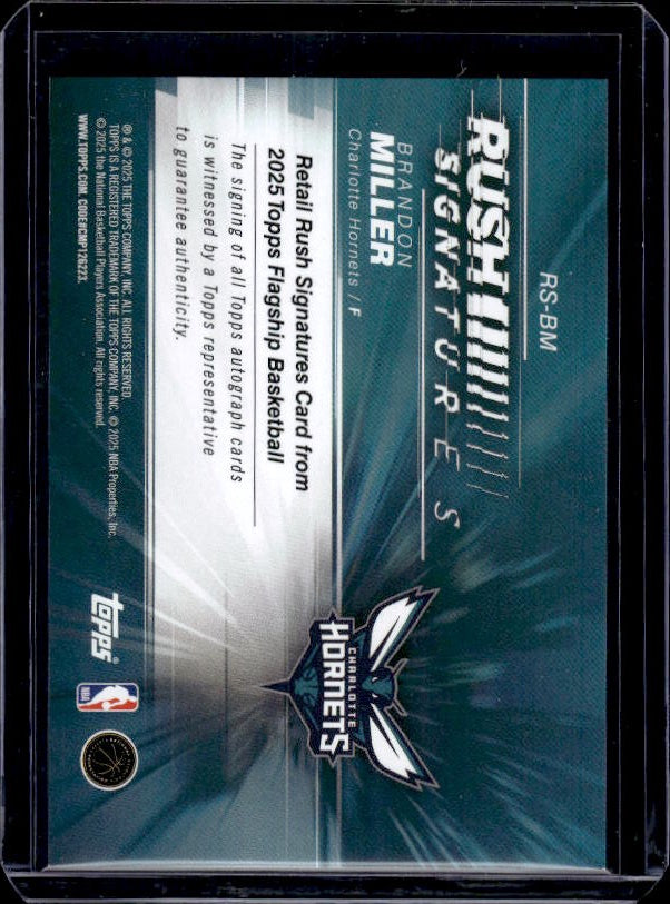 2025-26 Topps #RS-BM Brandon Miller Retail Rush Signatures