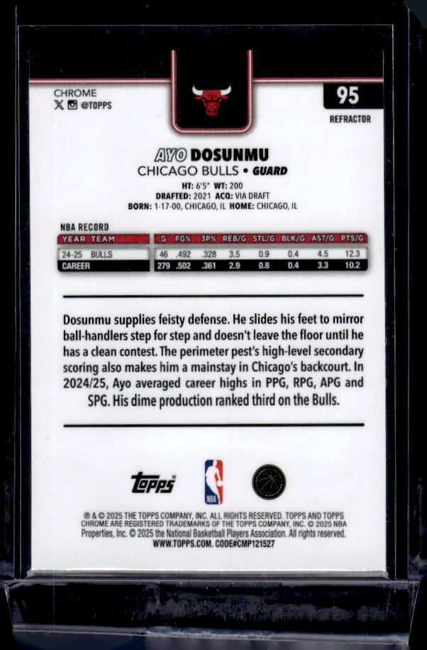 2025-26 Topps Chrome #95 Ayo Dosunmu Refractor