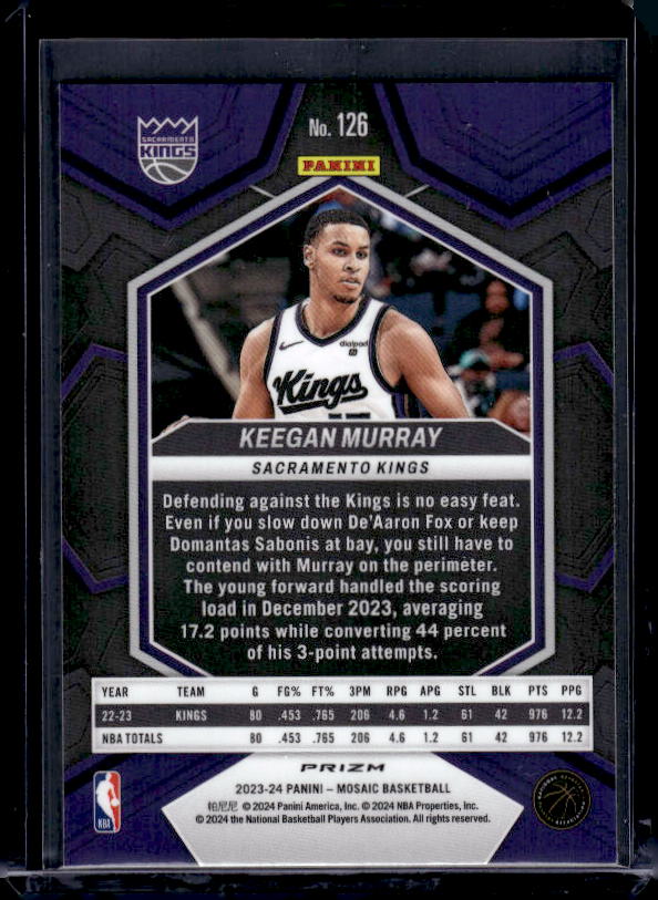 2023-24 Panini Mosaic #126 Keegan Murray Green