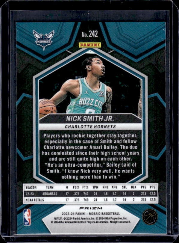 2023-24 Panini Mosaic #242 Nick Smith Jr. Green