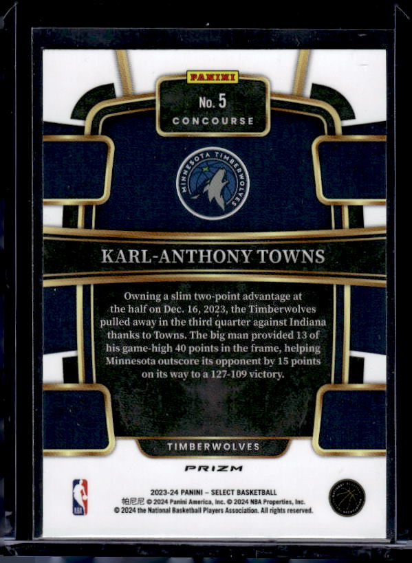 2023-24 Panini Select #5 Karl-Anthony Towns Green White Purple Prizms