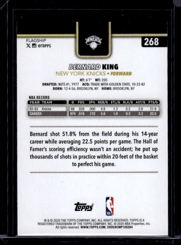 2025-26 Topps #268 Bernard King Blackout