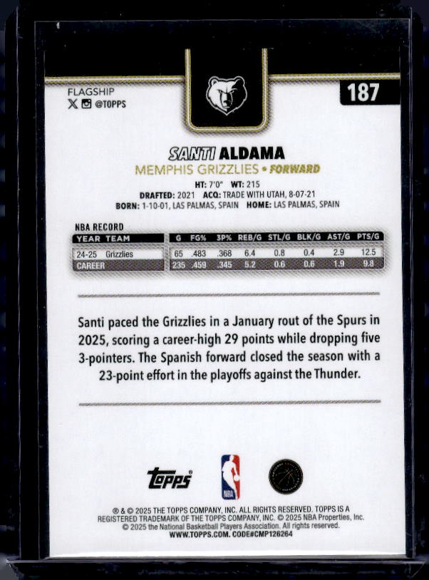 2025-26 Topps #187 Santi Aldama Blackout