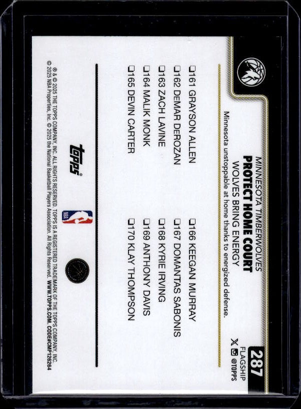 2025-26 Topps #287 Protect Home Court: Wolves Bring Energy Blackout