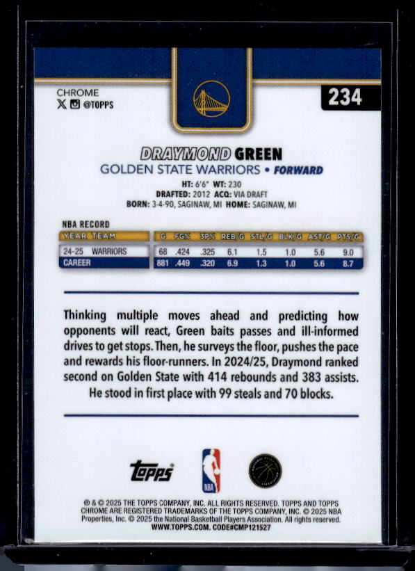 2025-26 Topps Chrome #234 Draymond Green RayWave Refractor