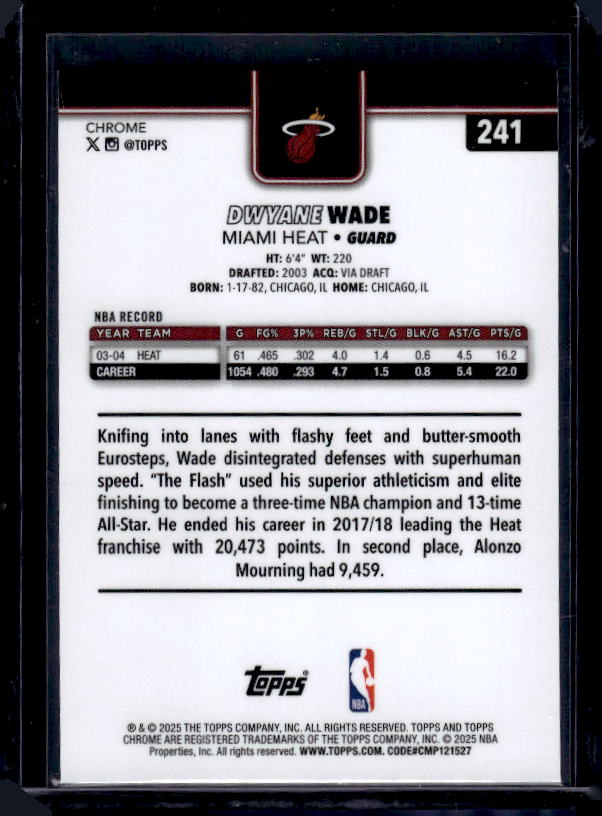 2025-26 Topps Chrome #241 Dwyane Wade Prism Refractor