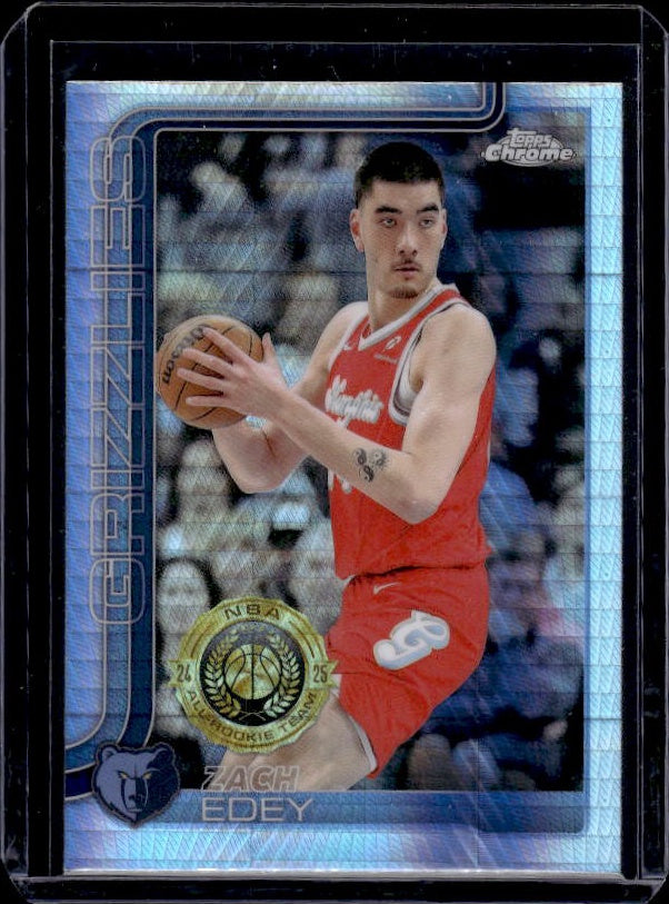 2025-26 Topps Chrome #128 Zach Edey Prism Refractor