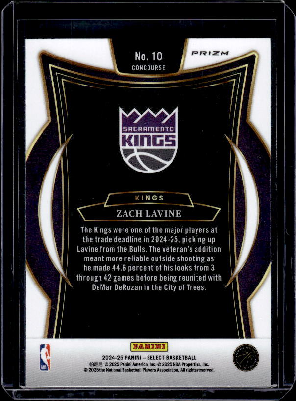 2024-25 Panini Select #10 Zach LaVine Blue Prizm