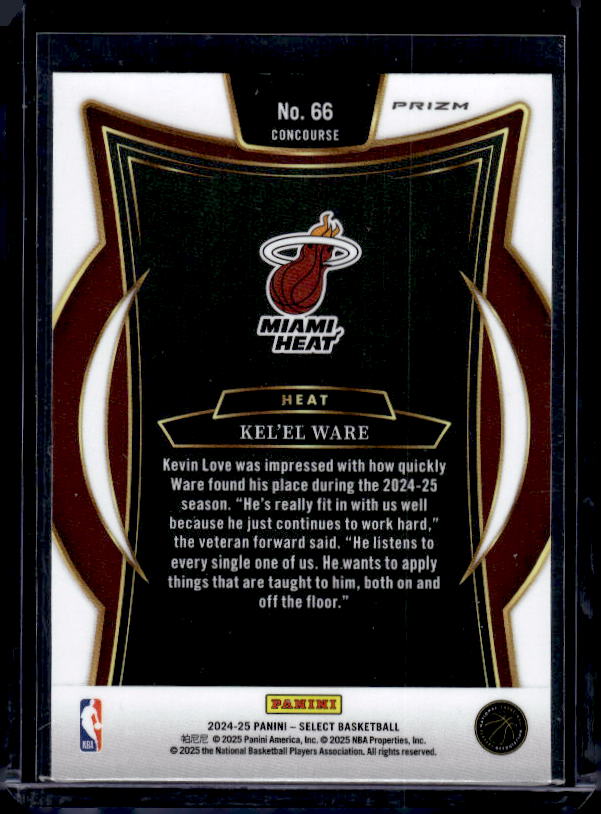 2024-25 Panini Select #66 Kel'el Ware Green White Purple Prizm