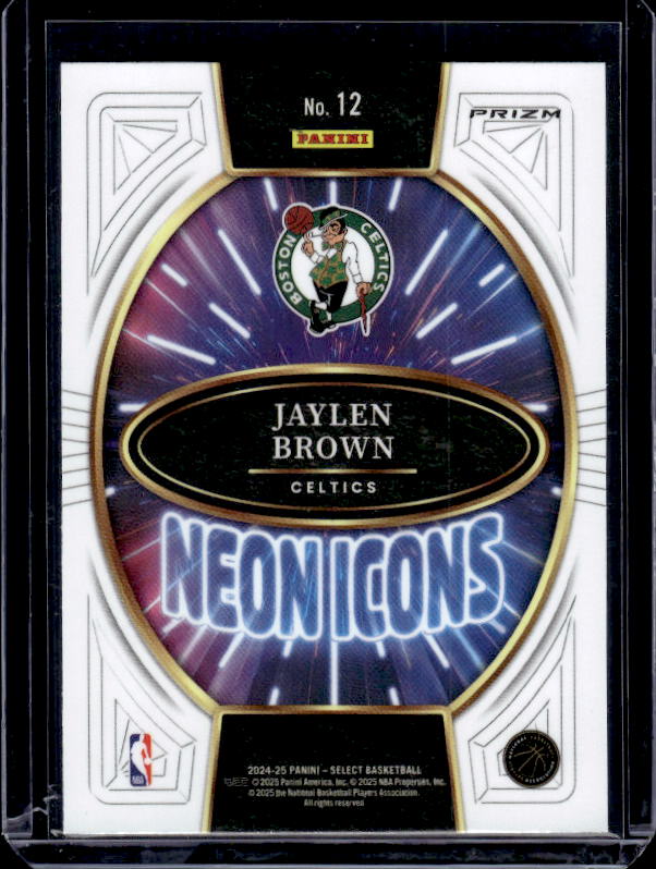 2024-25 Panini Select #12 Jaylen Brown Neon Icons Tectonic Prizms