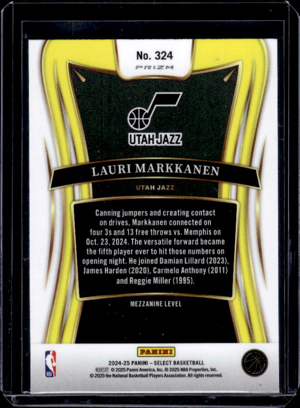 2024-25 Panini Select #324 Lauri Markkanen Green Tectonic Prizm