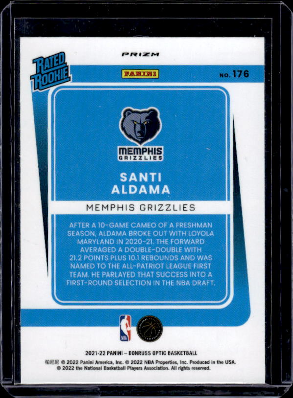 2021-22 Donruss Optic #176 Santi Aldama Blue Velocity