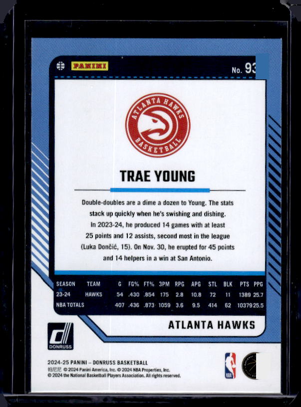 2024-25 Donruss #93 Trae Young Holo Green Laser