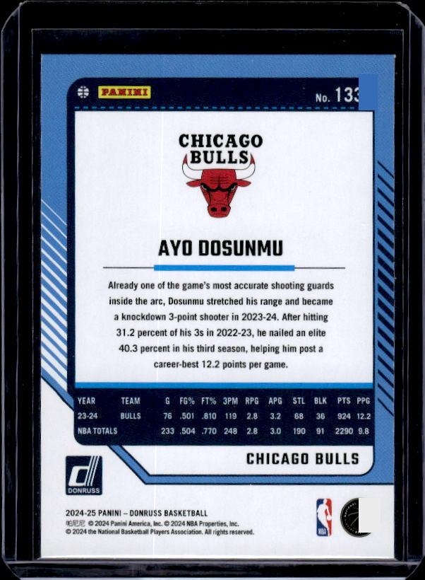2024-25 Donruss #133 Ayo Dosunmu Holo Green Laser