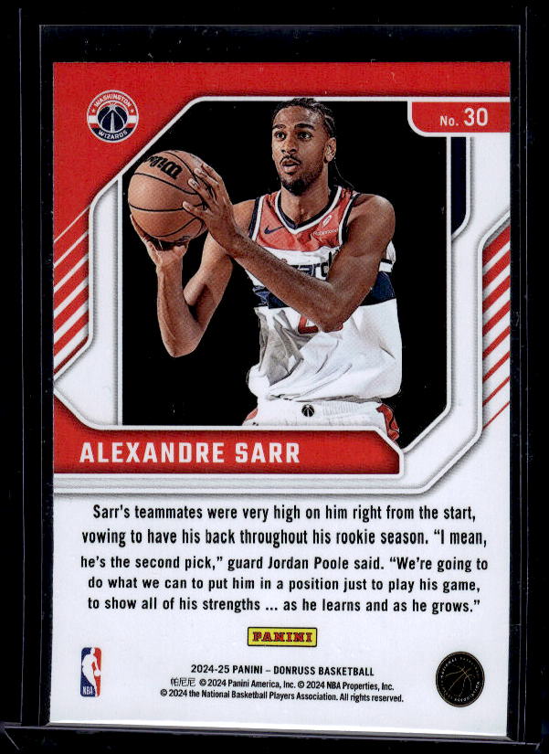 2024-25 Donruss #30 Alexandre Sarr Franchise Features