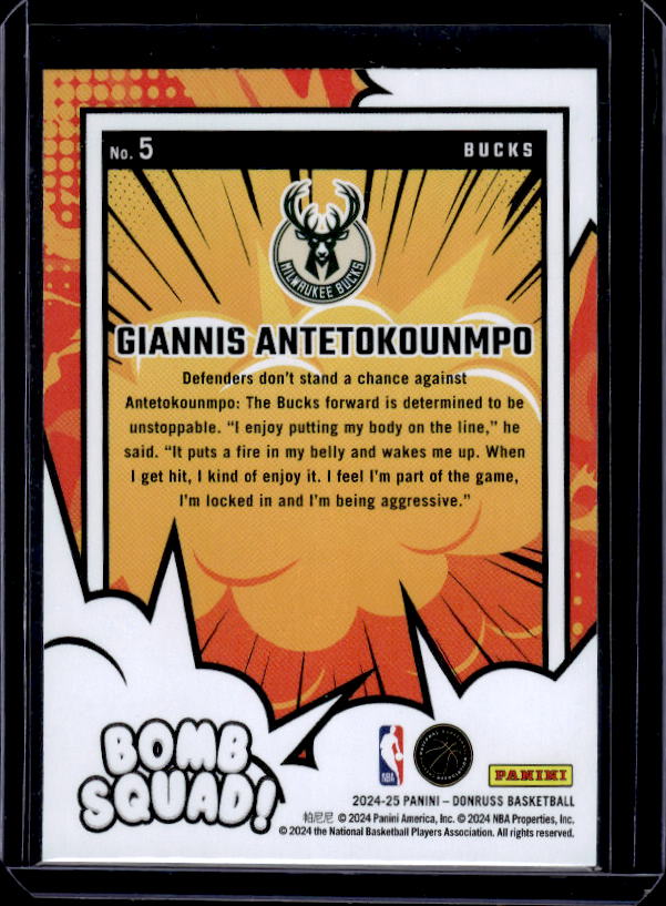 2024-25 Donruss #5 Giannis Antetokounmpo Bomb Squad