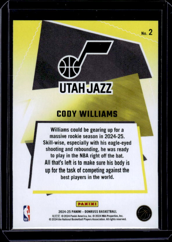 2024-25 Donruss #2 Cody Williams Great X-Pectations