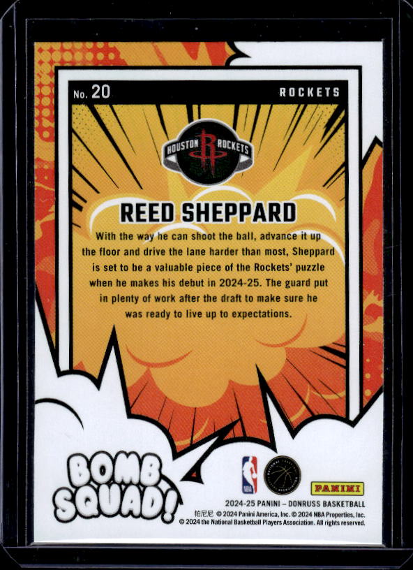 2024-25 Donruss #20 Reed Sheppard Bomb Squad