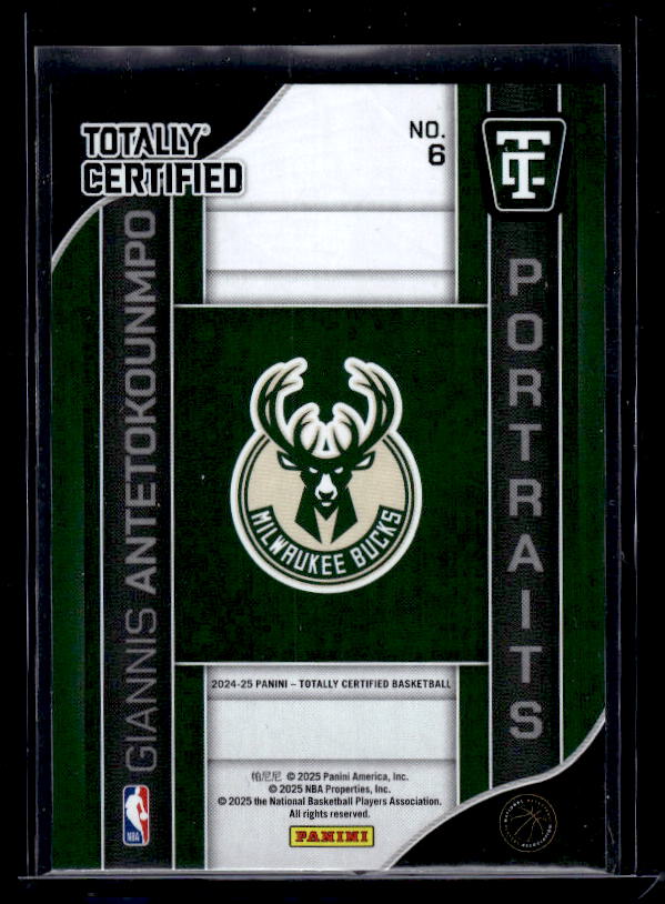 2024-25 Panini Totally Certified #6 Giannis Antetokounmpo Portraits Mirror