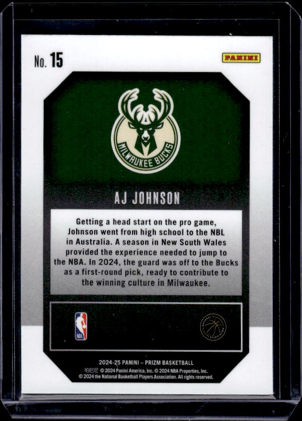 2024-25 Panini Prizm #15 AJ Johnson Emergent