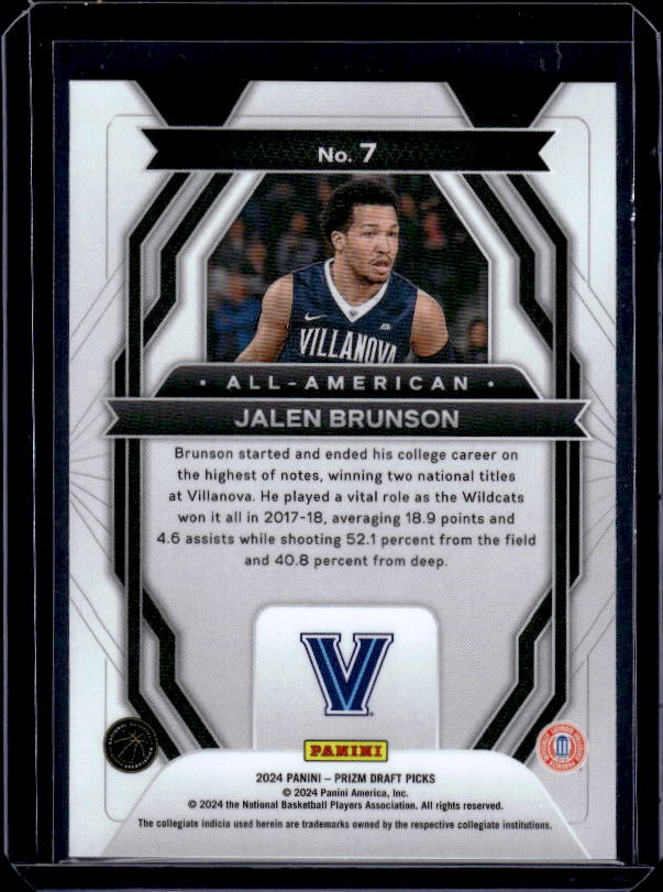 2024 Panini Prizm Draft Picks #7 Jalen Brunson All-American