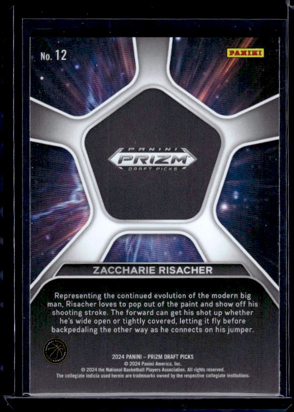 2024 Panini Prizm Draft Picks #12 Zaccharie Risacher Deep Space