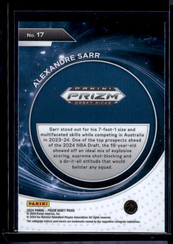 2024 Panini Prizm Draft Picks #17 Alexandre Sarr Student Orientation