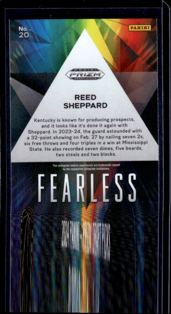 2024 Panini Prizm Draft Picks #20 Reed Sheppard Fearless