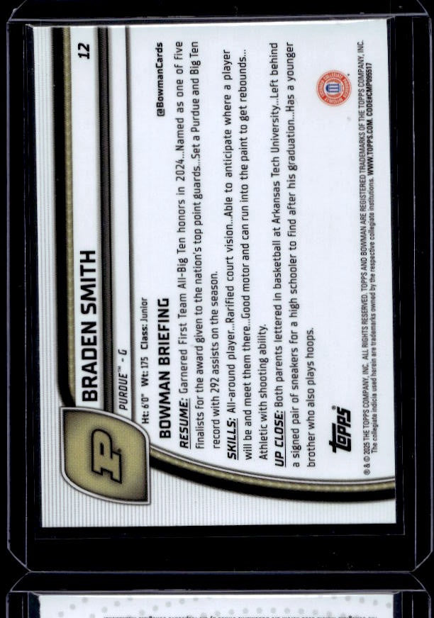 2024-25 Bowman University Chrome #12 Braden Smith