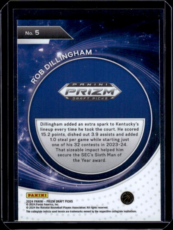 2024 Panini Prizm Draft Picks #5 Robert Dillingham Student Orientation
