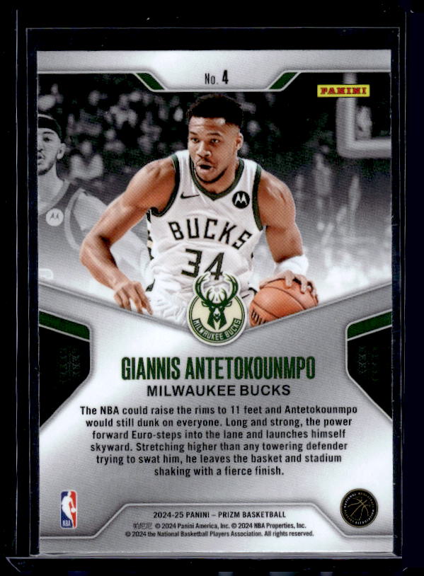 2024-25 Panini Prizm #4 Giannis Antetokounmpo Dominance