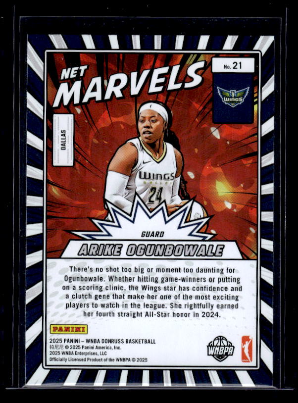 2025 Donruss WNBA #21 Arike Ogunbowale Net Marvels