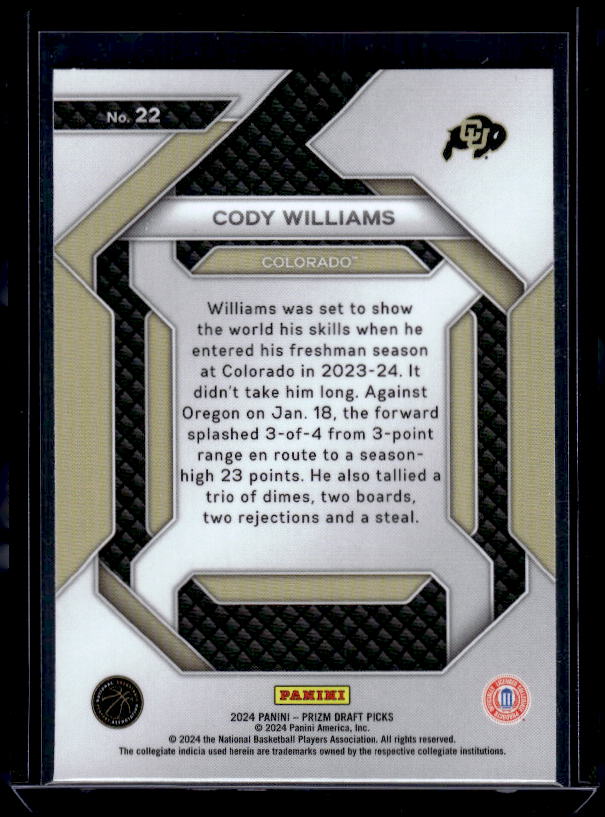 2024 Panini Prizm Draft Picks #22 Cody Williams New Recruits