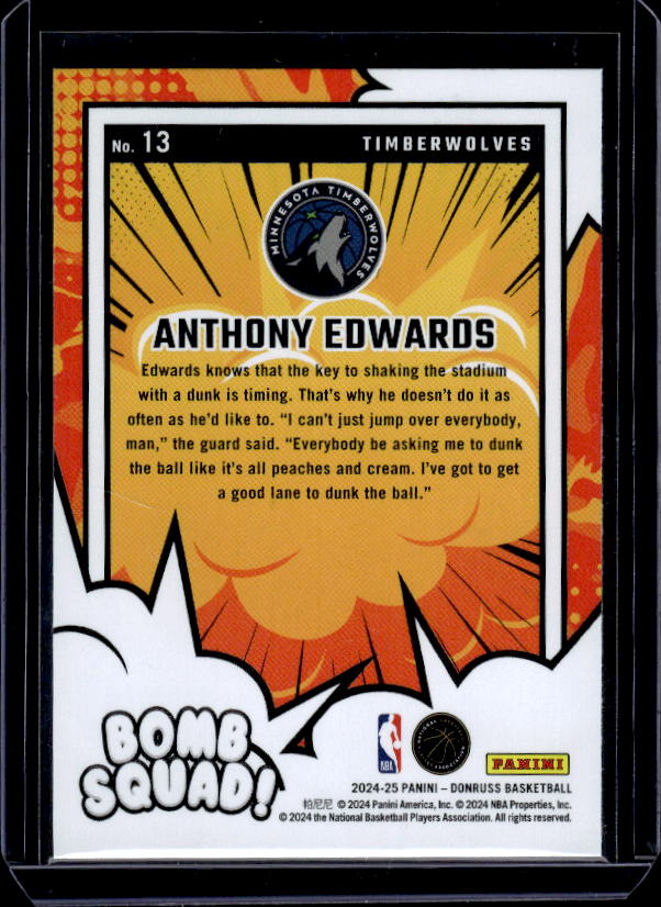 2024-25 Donruss #13 Anthony Edwards Bomb Squad
