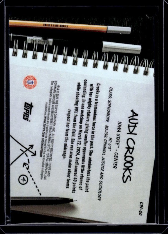 2024-25 Bowman University Chrome #CRP-20 Audi Crooks College Rule Playbook