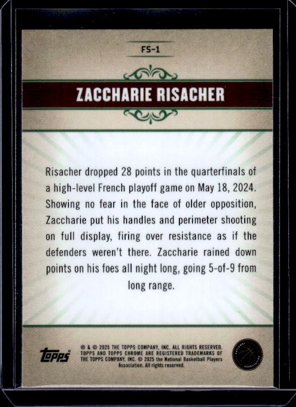 2024-25 Topps Chrome - Fresh Start #FS-1 Zaccharie Risacher