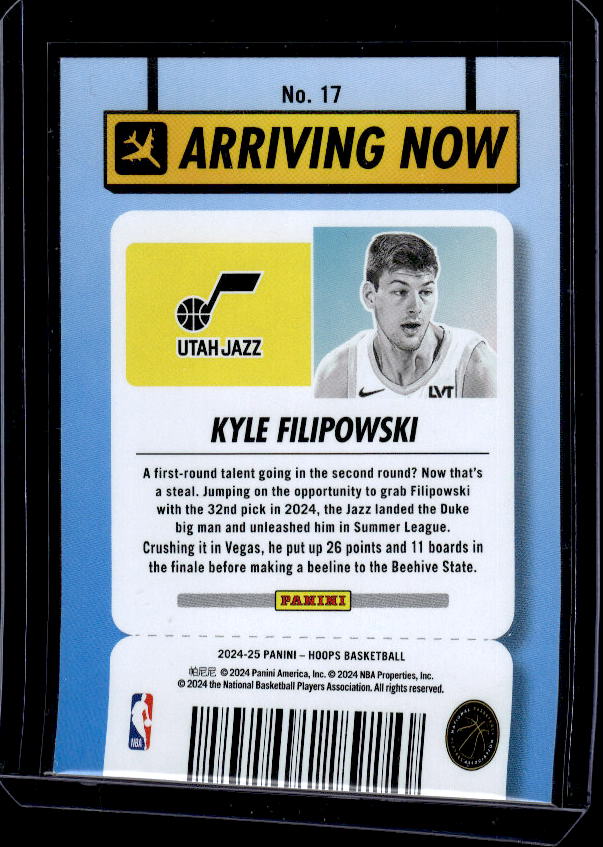 2024-25 Hoops #17 Kyle Filipowski Arriving Now