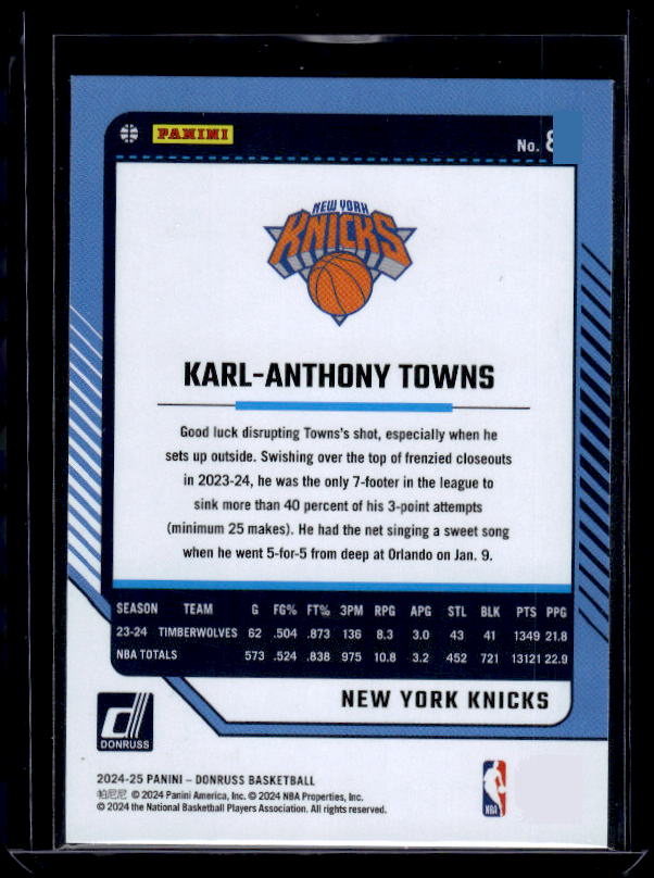 2024-25 Donruss #8 Karl-Anthony Towns Holo Winter