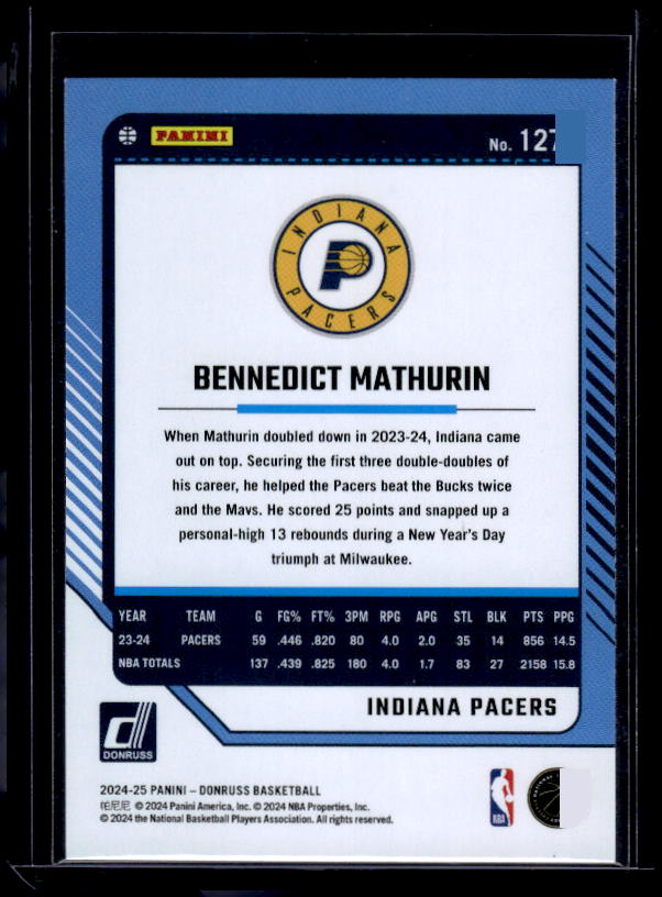 2024-25 Donruss #127 Bennedict Mathurin Holo Winter
