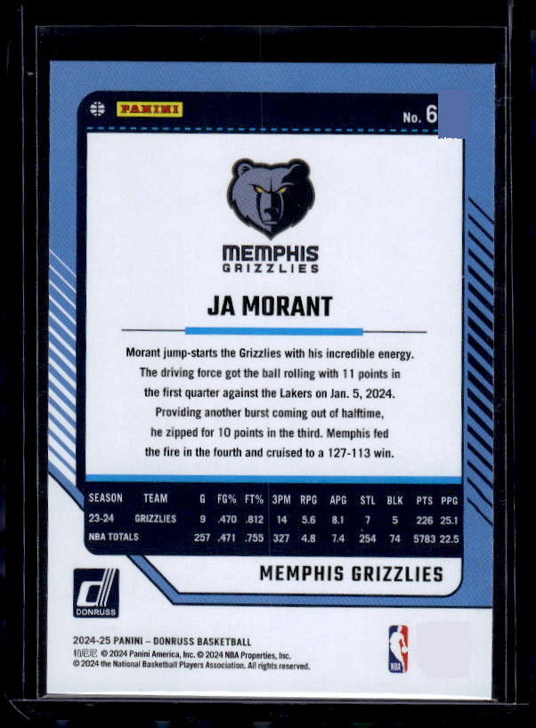 2024-25 Donruss #66 Ja Morant Holo Winter