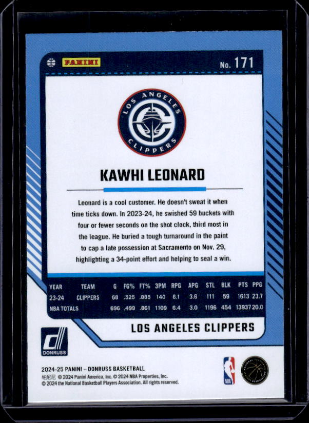2024-25 Donruss #171 Kawhi Leonard Holo Winter
